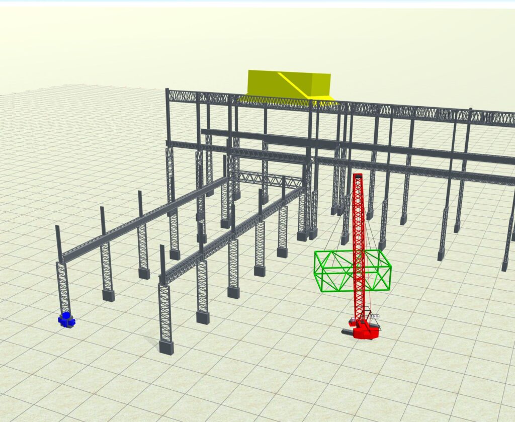 Plan de montaje en 3D Lift Plan — Representación tridimensional de la operación prevista.